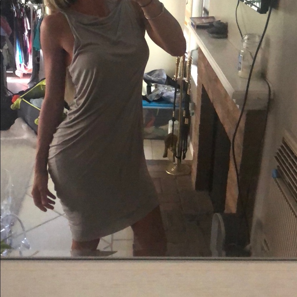 Helmut Lang silk/viscose cocktail dress light gray